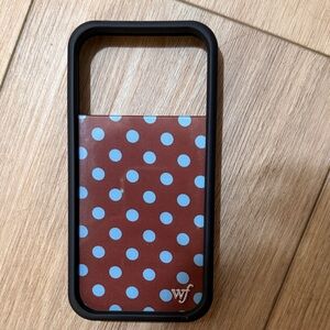 Wildflowers Brown and Blue Polka Dot Phone Case